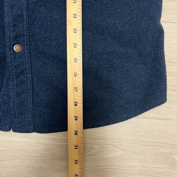 ll bean Shacket Men’s Medium Tall Elbow Patched Blue Snap Button - Picture 7 of 8